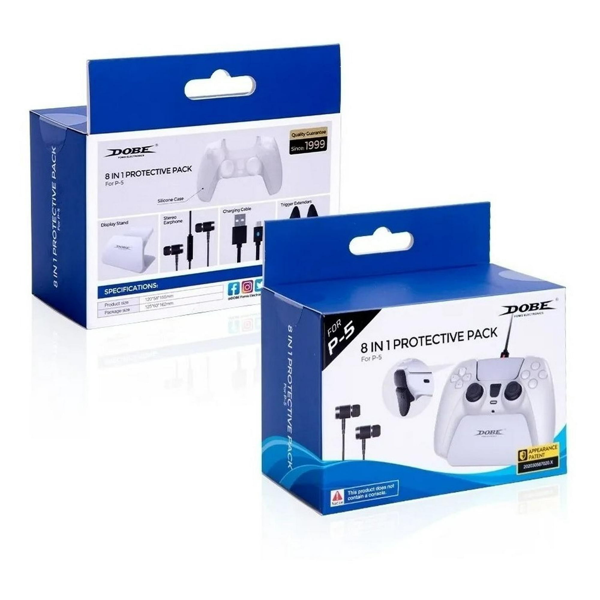 Dobe - Pack Gamer 8 En 1 Protector Ps5 Case-trigger-audifono-carga Azul