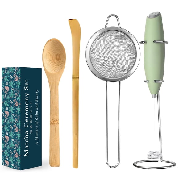 Kit MONOJOY de batidor eléctrico para matcha, 4 piezas