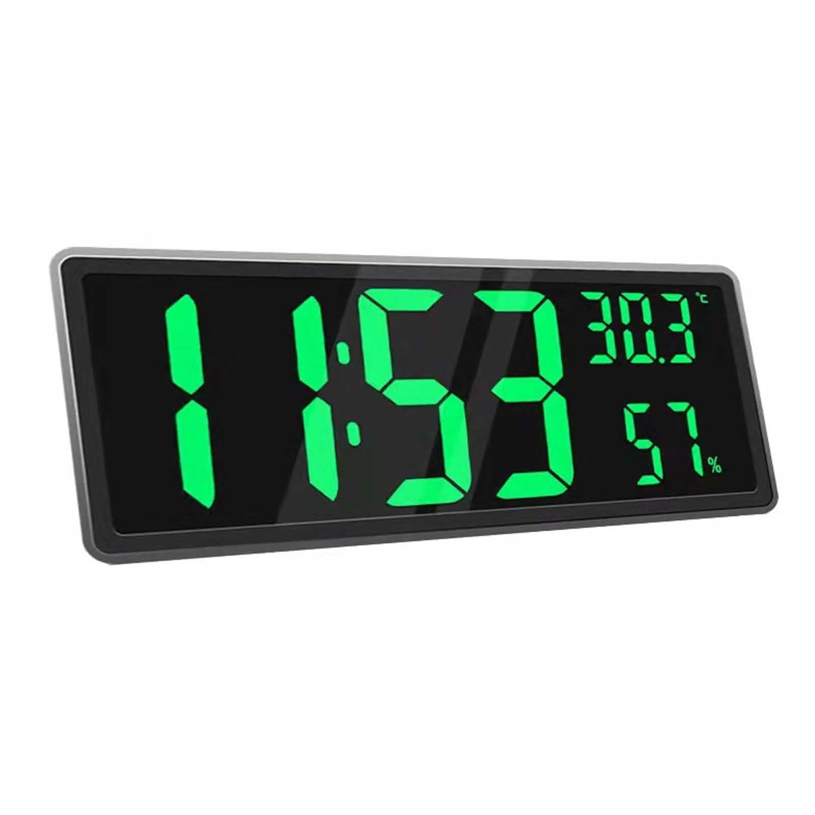 Xusx111 - Reloj De Pared Digital Led Con Segundos, Enchufe De Reloj Eléctrico Auto Dst Dimmer Led Pantalla Grande (verde)