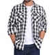 thumbnail image 1 of INSPIRE CHIC Camisas de Hombre de Manga Larga Ajustadas con Botones y Bolsillo a Cuadros de Colores Contrastantes S Negro Blanco, 1 of 7