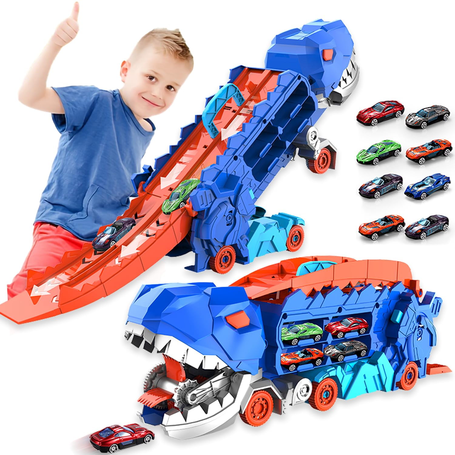 Toy Dinosaur Ultimate Hauler Track City Con 4 Coches | Dufuntotoys