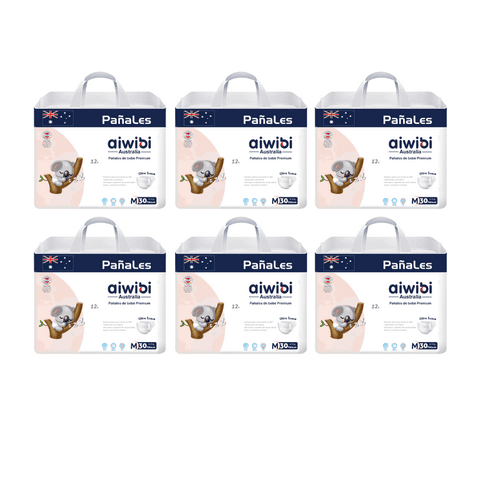 Pack 6 Pañales Aiwibi Premium Talla M