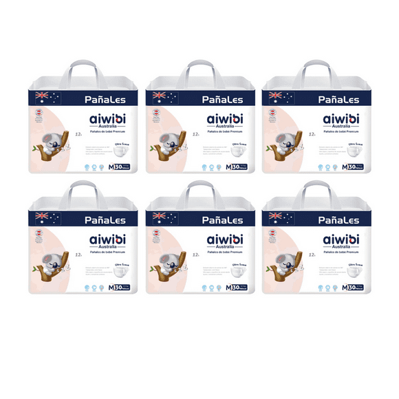 Pack 6 Pañales Aiwibi Premium Talla M