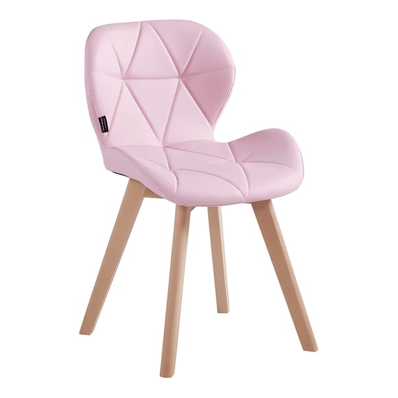 Silla de comedor acolchada Mariposa rosa con patas fijas de madera