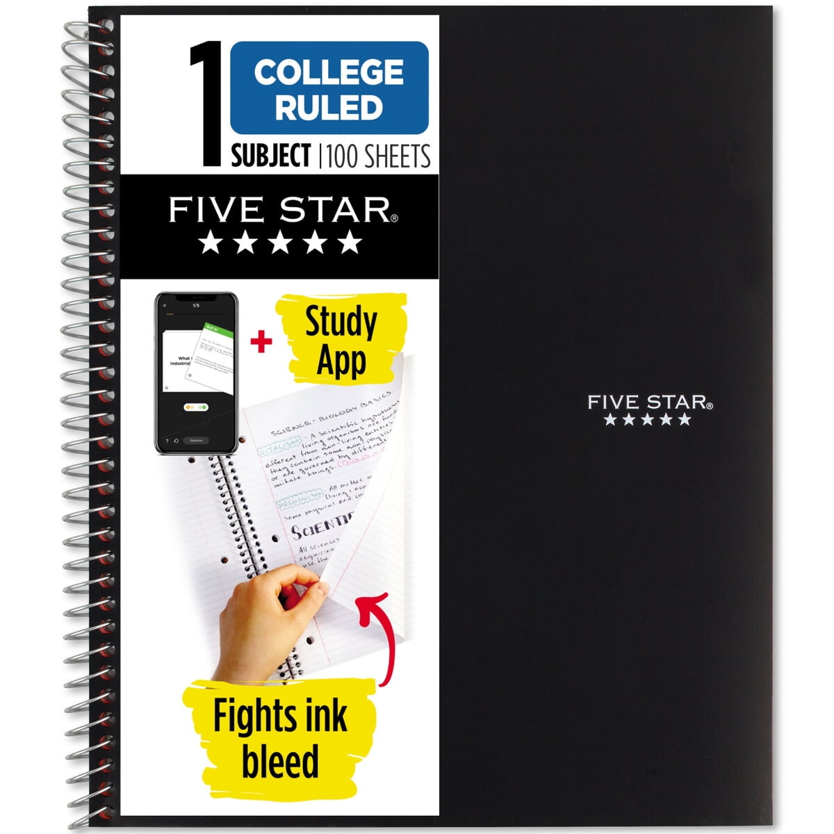 Cuaderno Five Star 1 Materia Universitario 100 Hojas Negro