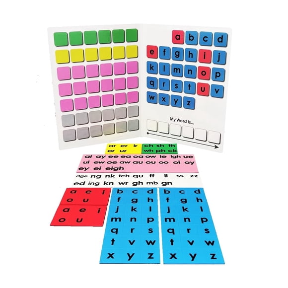 Set de imanes de espuma para fonética básica con tablero