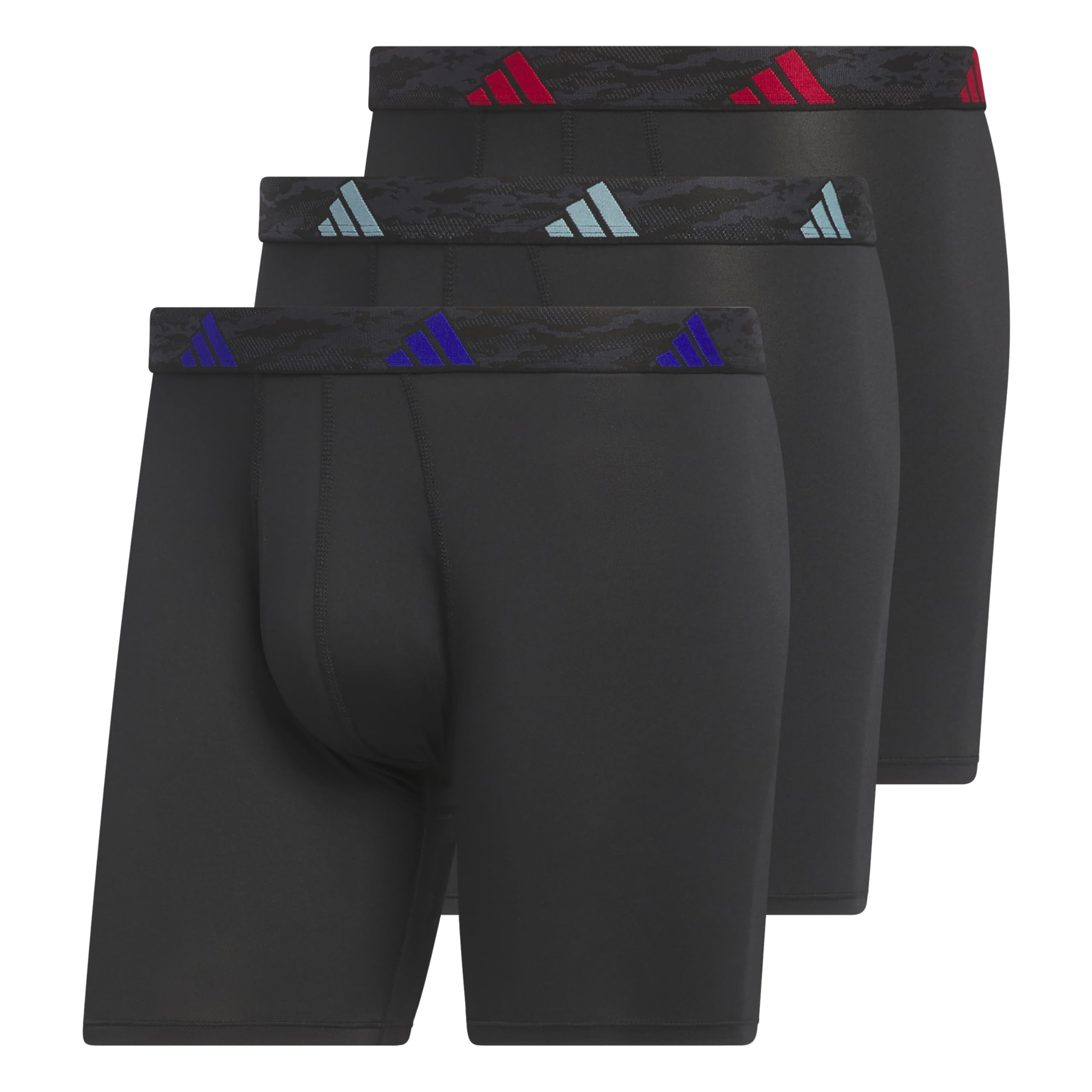 Calzoncillo Bóxer Adidas Para Hombre, Paquete De 3 Unidades, Microfibra, Negro/Azul/Rojo, Talla Pequeña