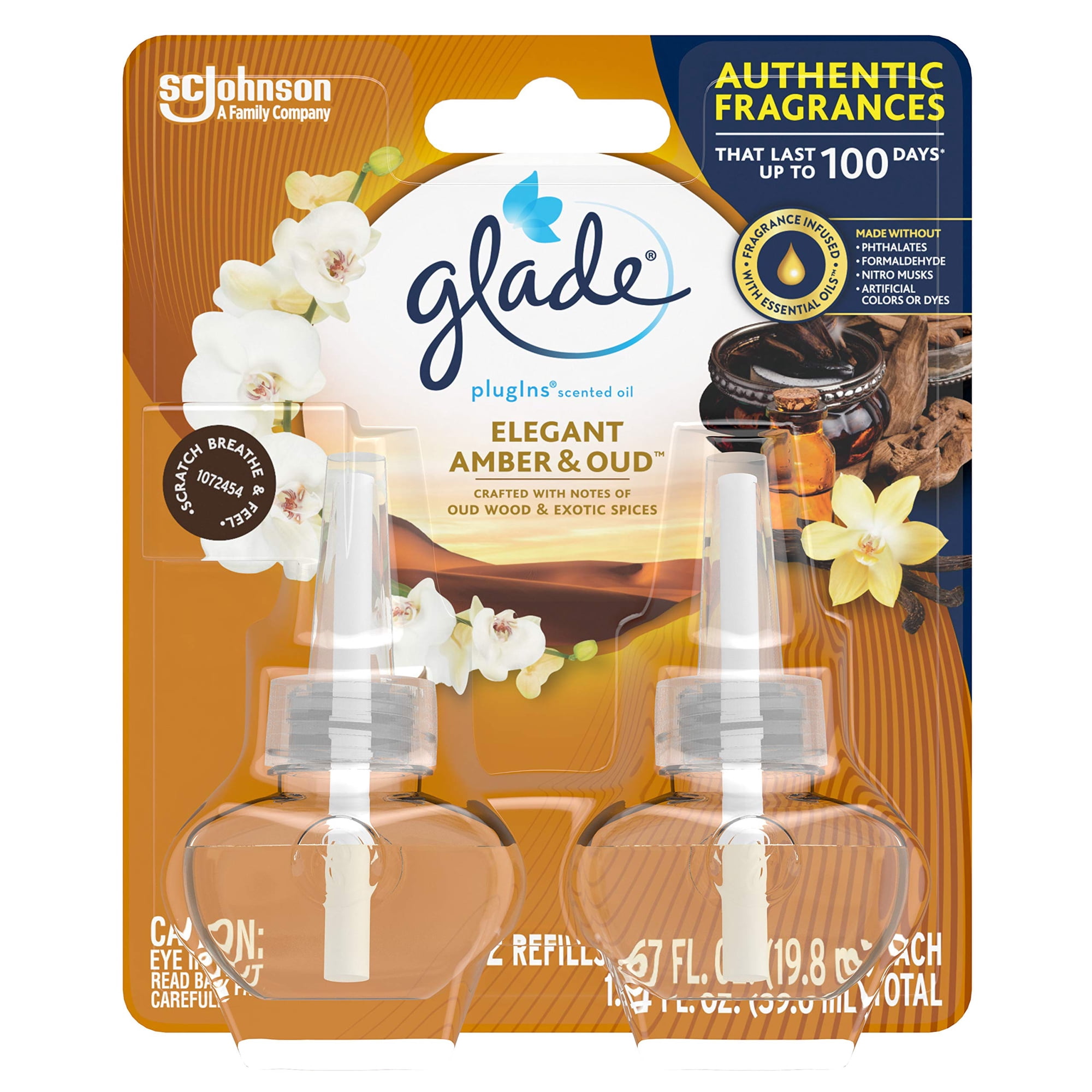 Recargas De Ambientador Glade Elegant Amber & Oud 2 Unidades De 40 Ml