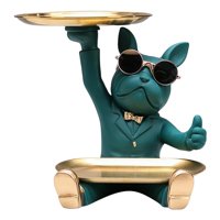 Bothyi - Chic Bulldog Escultura Perro Estatua Llavero Para Sala De Estar Decoración Del Hogar Verde