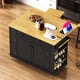 thumbnail image 3 of 48 inch Kitchen Island with Drop Leaf,Power Outlet,Internal Storage Rack,Rolling Kitchen Storage Cart on 5 Wheels with 5 Open Side Racks,for Kitchen,Black (Old SKU N707P257057B)(Not Include Stools), 3 of 3