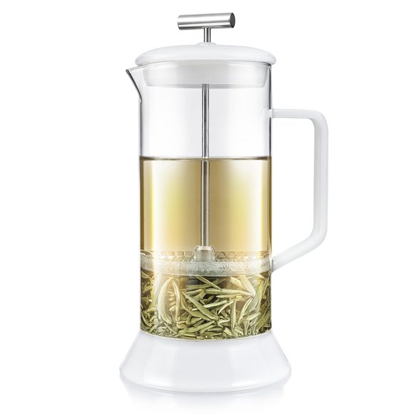 Prensa de té y cafetera Teabloom Toulouse, 700 ml, color blanco escarchado
