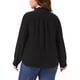 thumbnail image 3 of Agnes Orinda Camisa de Mujer Talla Grande para Oficina con Botones, Cuello Alto con Volantes, Manga Larga, Estilo Casual de Negocios 4X Negro, 3 of 6