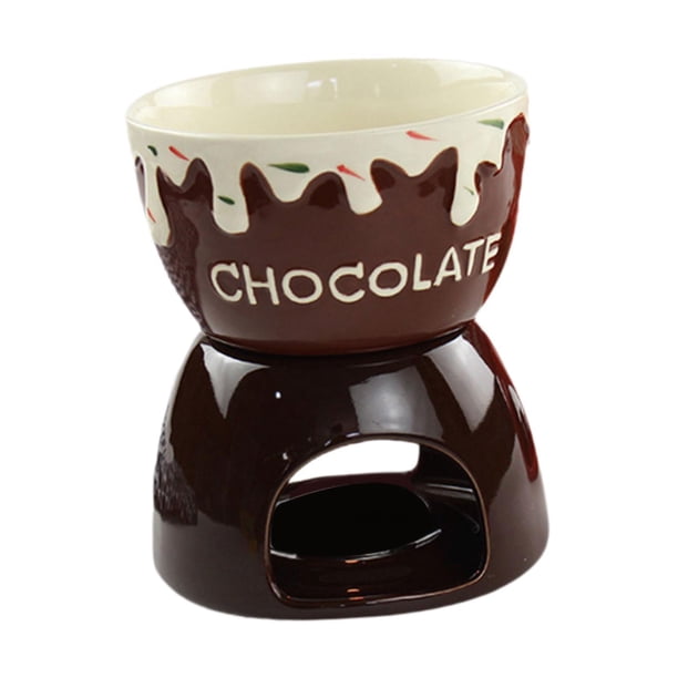 Olla para fondue de chocolate,Olla para fondue de queso,Utensilios de cocina, Electrodomésticos de cocina,Taza de fondue de cerámica,Juego de calentad marrón
