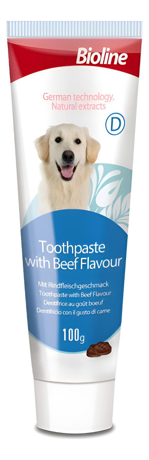 Bioline - Pasta De Diente Para Mascotas Perro Crema Dental Sabor Carne Carne