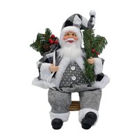 Magideal - Figura Navideña De Muñeco De Papá Noel Con Decoración De Estatuilla De Bolsa De Regalo Para Vacaciones En Interiores , Gris, 20Cmx18Cmx35Cm