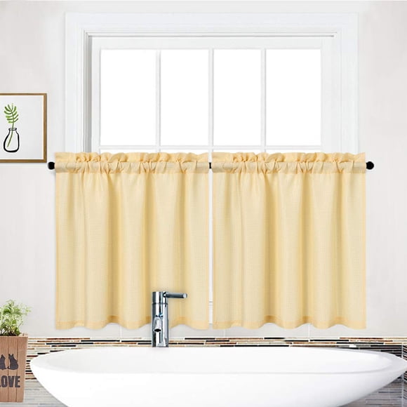 Cortina NANAN Waffle Impermeable para Media Ventana 76 × 76 cm (Juego de 2)