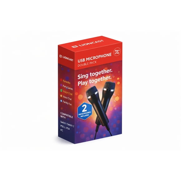 Pack Doble de Micrófonos USB Lioncast con Cable de 3 m Negro