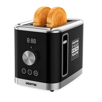 Tostadora Gourmia, 2 Rebanadas, 6 Niveles De Dorado, Bagel, Descongelar, Negro