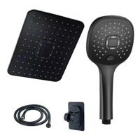 Genérico - Cabezal De Ducha 12'' + 1.5M Manguera Flexible + Soporte De Ducha Negro