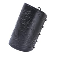Ioensy - Viking Bracers Arm Armor Cuff Wolf Muñequera Muñequera Para Cosplay Mujeres Negro