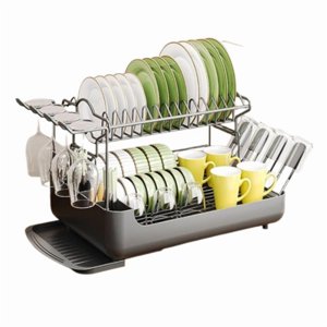 Aventura Store - Escurridor Secador De Utensilios 2 Niveles Negro