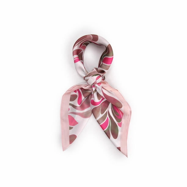 Pañuelo tipo seda 70 x 70 estampado casual elegante rosa Talla Única