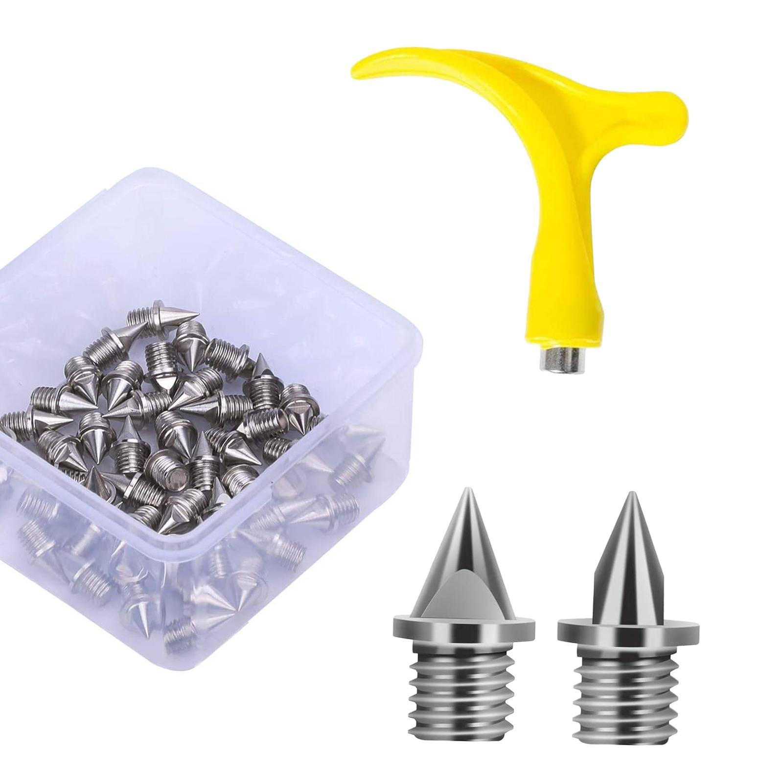 Ioensy - Spikes De Zapatos De Pista De 50 Piezas Portátiles Con Llave De Llave Para El Entrenamiento Deportivo De Competencia Silver