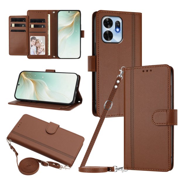 Funda Billetera de Cuero Sintético para Honor X6D, Marrón