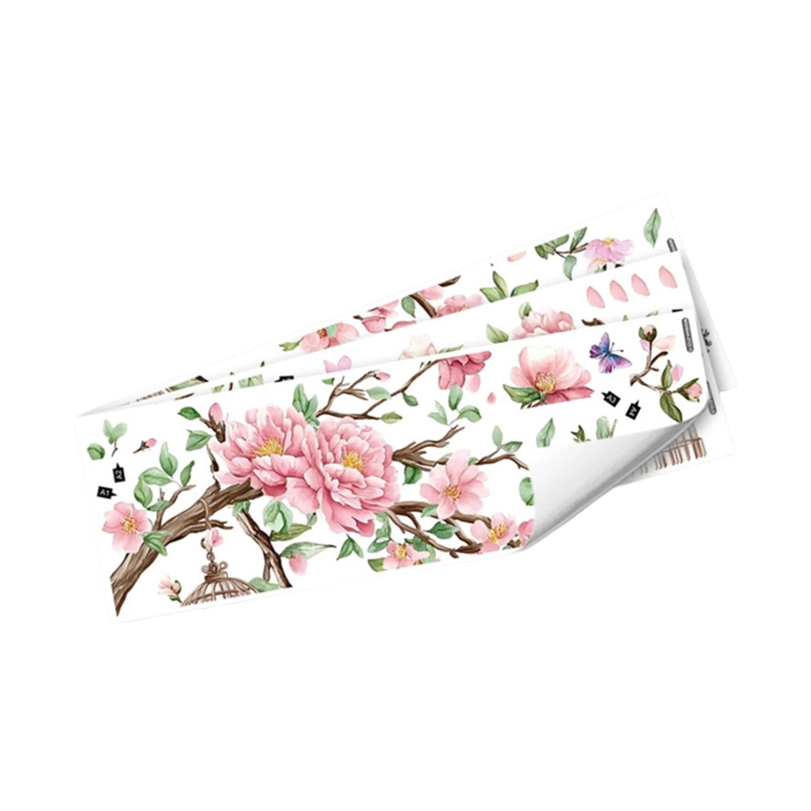 Magideal - Pegatinas De Pared Con Diseño De Pájaros Y Flores, 3 Hojas, Papel Tapiz Para Decoración Del Hogar, Murales Florales Extraíbles, Pegatinas Para Puertas