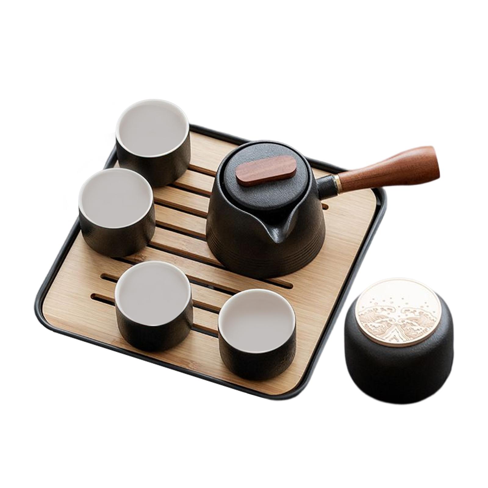 Bothyi - 7X Tetera De Cerámica Negra De Estilo Chino, Cuatro Tazas De Té Para Viajes En Casa