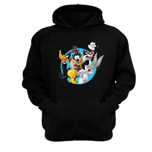 Polerón Canguro Dibujos Animados Lt Negro Talla L Unisex
