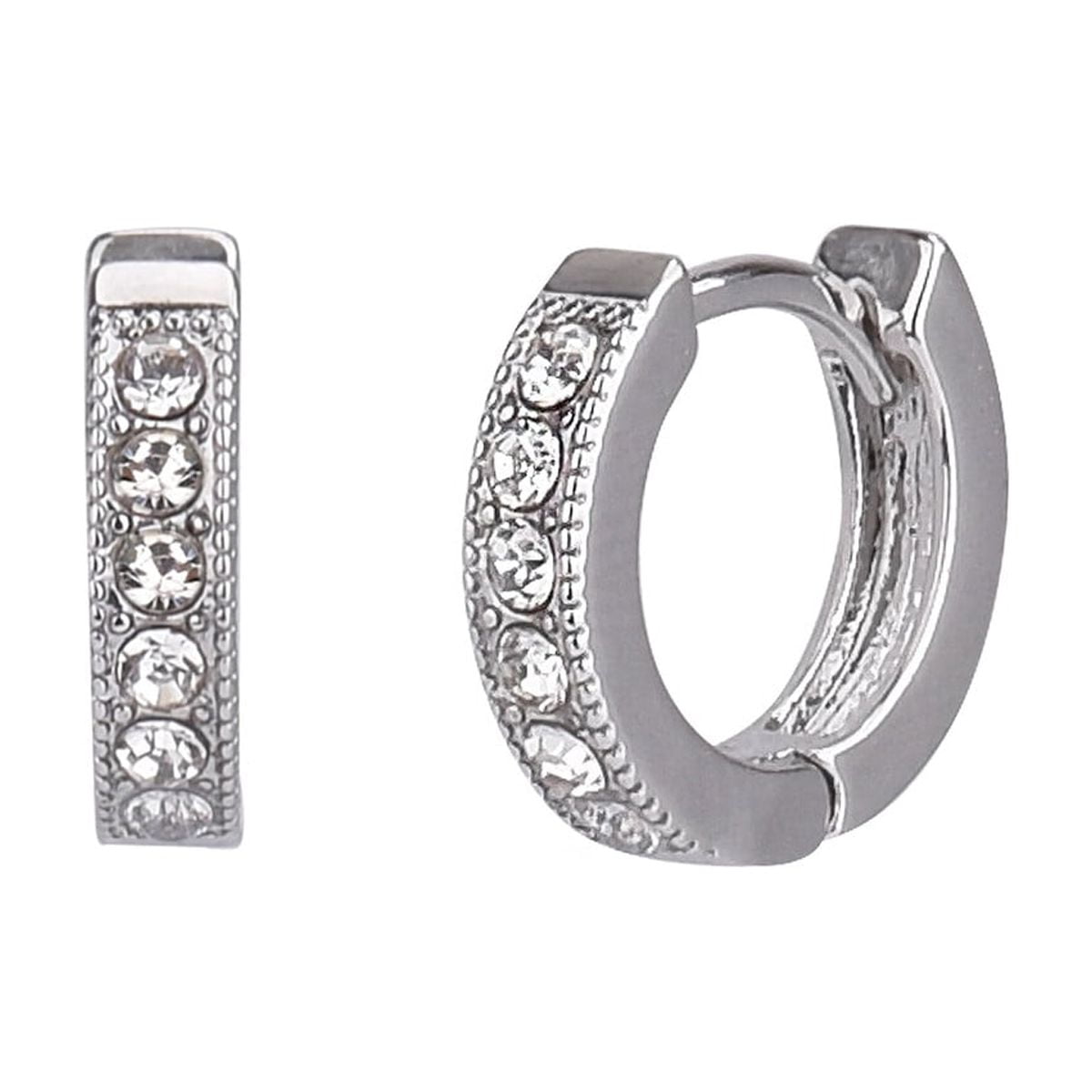 Aros Time And Tru Huggie Plateado Circonia Cúbica Mujer