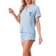 thumbnail image 4 of INSPIRE CHIC Conjunto de Pijama de Mujer con Estampado de Corazones, Suave, con Botones, Manga Corta, Conjunto de Descanso con Pantalones Cortos para Primavera Verano L Azul, 4 of 6