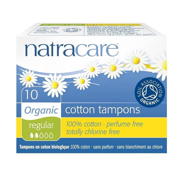 Tampones Natracare sin aplicador, 100% algodón orgánico, regular
