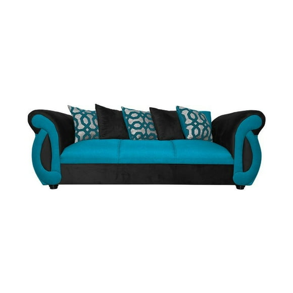 Sofá New Dominga 3 Cuerpos Chenille Tipo Lino Turquesa