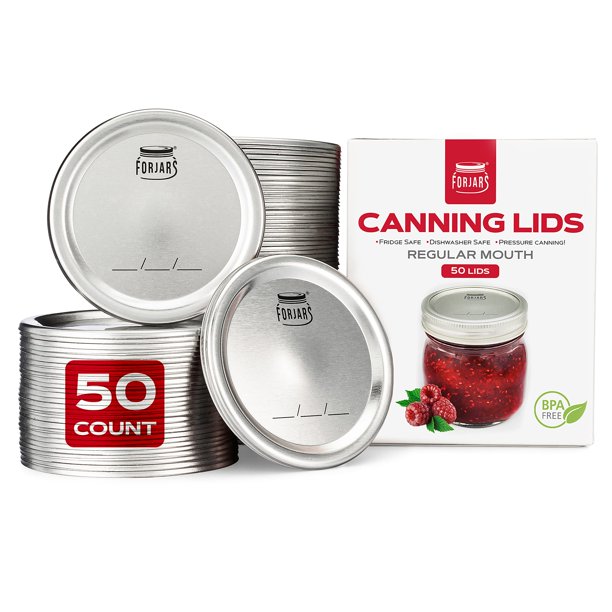 Tapas para conservas FORJARS Regular Mouth, paquete de 50 unidades, acero con silicona