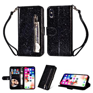 Foxdock - Funda Para Elegante Funda Iphone X/Iphone Xs Glitter Con Cremallera-Ideal Para El Uso Diario