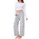 thumbnail image 2 of INSPIRE CHIC Pantalones de pijama peludos para mujer, pantalones de salón de felpa suave con patrón de estrellas y cintura elástica, talla extra grande, gris, 2 of 6