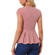 thumbnail image 3 of INSPIRE CHIC Conjunto Blusas Peplum para Mujer con Mangas Cortas, Cuello Redondo y Color Sólido M Rosa Empolvado, 3 of 6