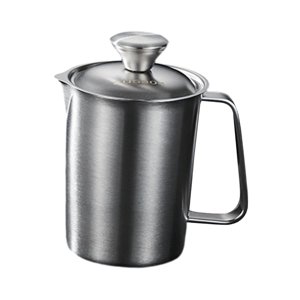 Magideal - Taza Medidora De Acero Inoxidable Con Tapa, Espumador De Leche, Jarra Con Marcas Grabadas, Jarra Mezcladora De Cocina, Doble Escala, Mango Ergonómico 500 Ml