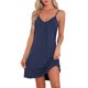 thumbnail image 1 of INSPIRE CHIC Camisón sin mangas de modal suave para mujer con escote en V y tirantes ajustables S Azul Marino, 1 of 6