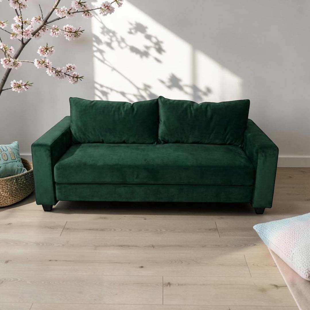 Diseños Valestrini - Sofa Cama Multifuncional Felpa Verde Oscuro