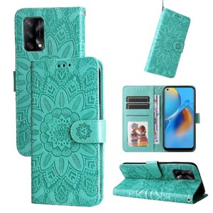 Funda Tipo Cartera Foxdock Para Oppo A95 4G , Diseño Girasol En Relieve, Cuero Pu, Cierre Magnético, Soporte Y Tarjetero