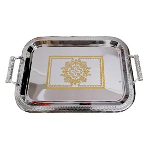 Magideal - Bandeja De Servicio Elegante Moderna Con Asas Bandeja De Postre De Frutas Bandeja Decorativa Para Fiesta De Cocina Comer Almacenamiento Mesa De Café , Argenta S