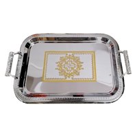 Magideal - Bandeja De Servicio Elegante Moderna Con Asas Bandeja De Postre De Frutas Bandeja Decorativa Para Fiesta De Cocina Comer Almacenamiento Mesa De Café , Argenta S