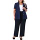 thumbnail image 2 of Agnes Orinda Blazers de Mujer Talla Grande de Una Sola Fila con Solapa de Muesca de Manga Corta Chaquetas de Oficina 2X Azul Marino, 2 of 8