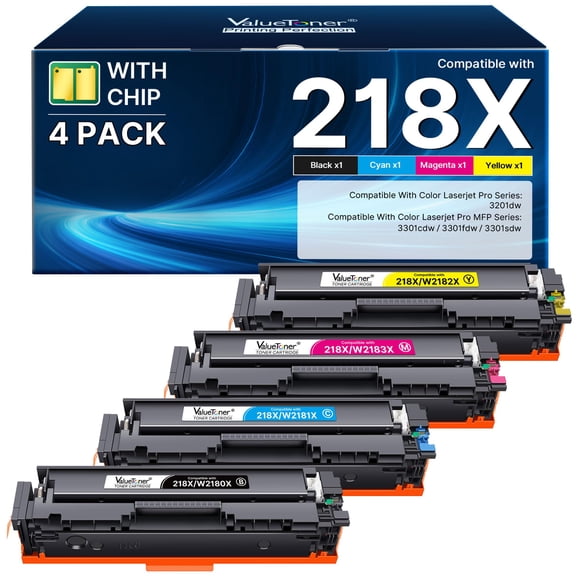 Cartuchos de tóner Valuetoner 218X, paquete de 4 con chip