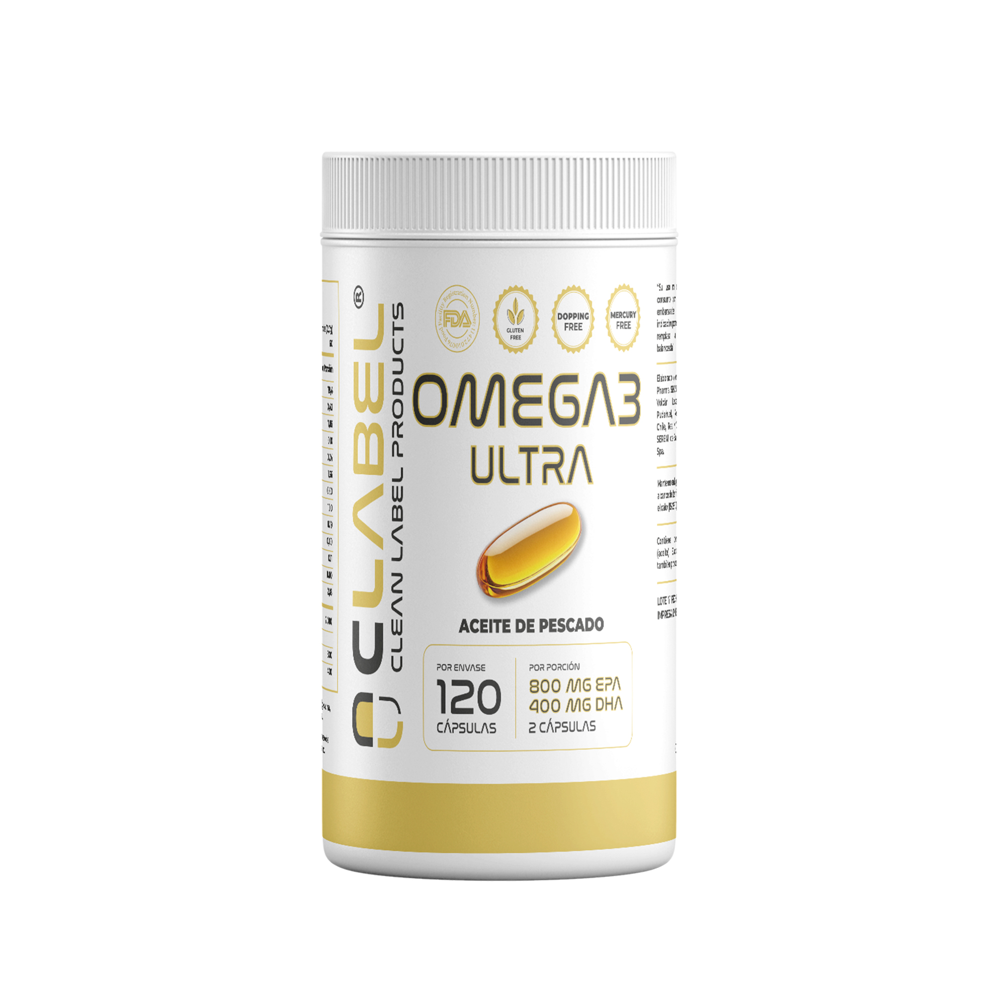 C Label (Clean Label) - Omega 3 Ultra Clean Label 120 Cápsulas