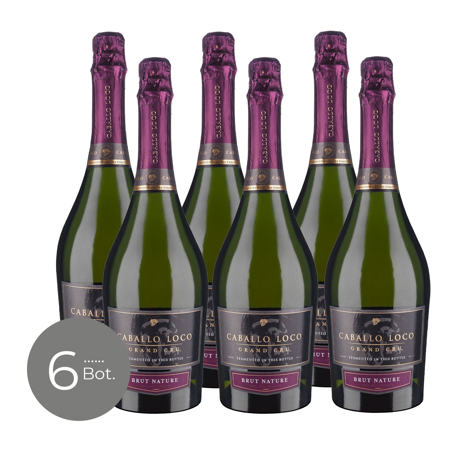 Pack X6 Espumante Caballo Loco Brut Nature 750cc