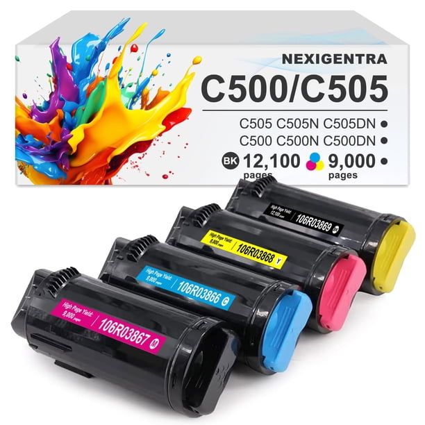 Cartucho de tóner compatible para Xerox VersaLink C500 C505 (106R03859, 106R03860, 106R03861, 106R03862) - Pack de 4 (Cian, Magenta, Amarillo, Negro)
